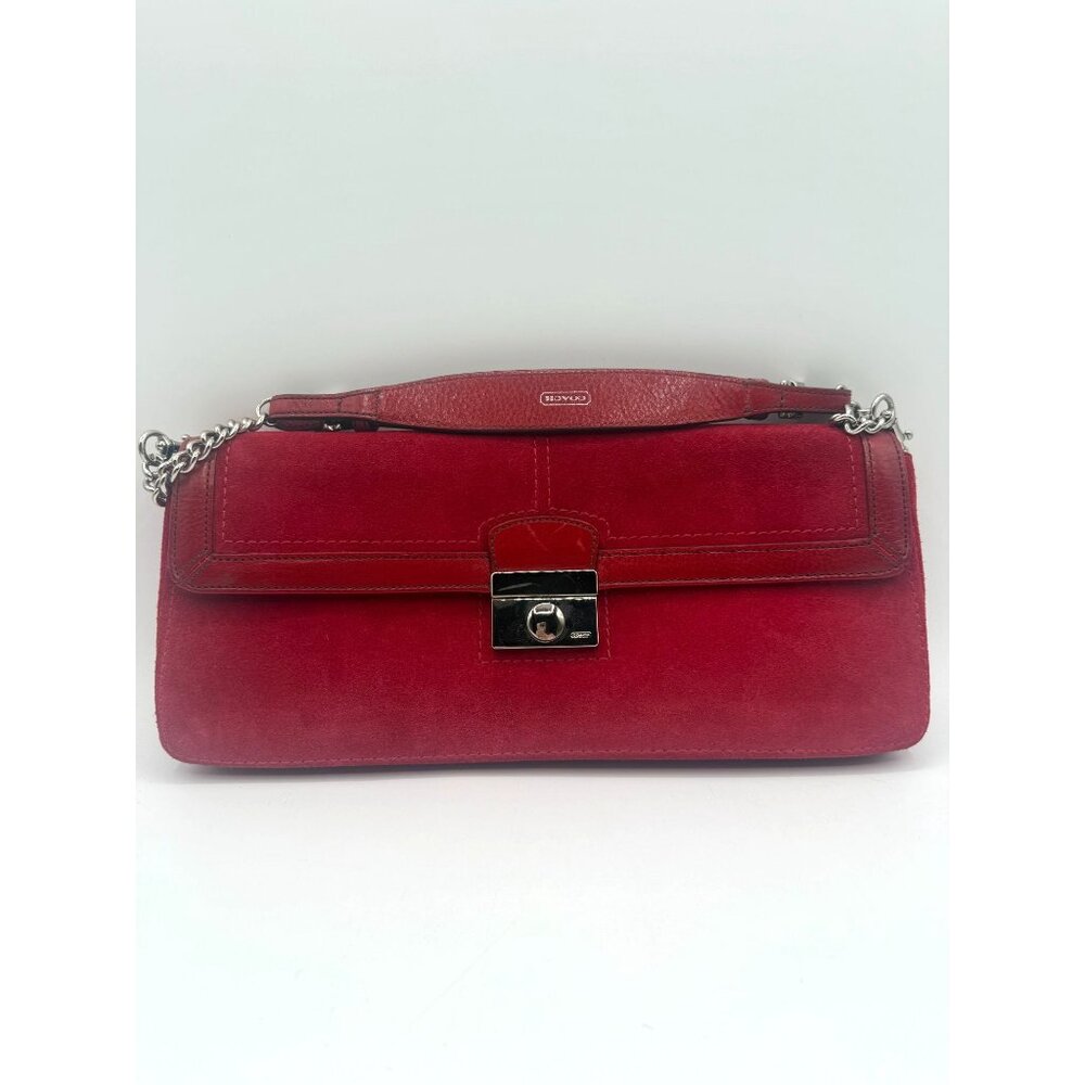 Vintage Coach Red Suede Leather Legacy Convertible Clutch Shoulder Bag 9733 - Picture 3 of 12